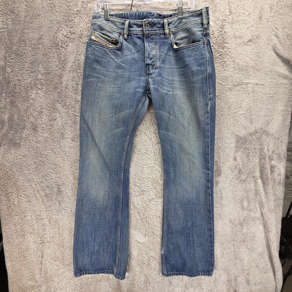Diesel Jeans Mens 31x32 Blue Zathan Regular Bootcut Medium Wash Button Fly 008AT